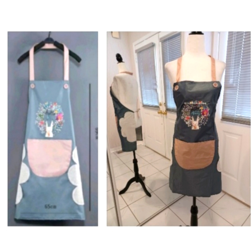 4/$40 New Blue Bunny Print Apron - Size O/S